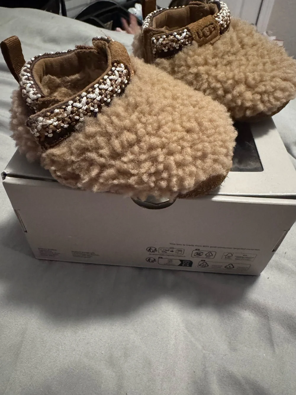 UGG Baby Sheepskin Crib Booties in Chestnut Brown